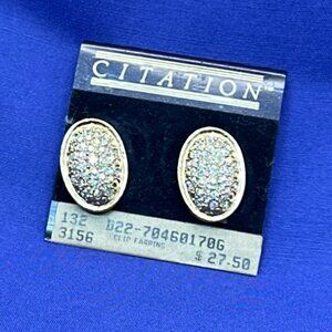 Citation Swarovski Crystal & Gold-Tone Oval Clip Earrings - Original Card